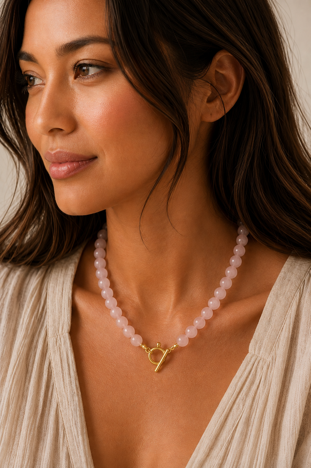 Blush Pink Beaded Toggle Necklace