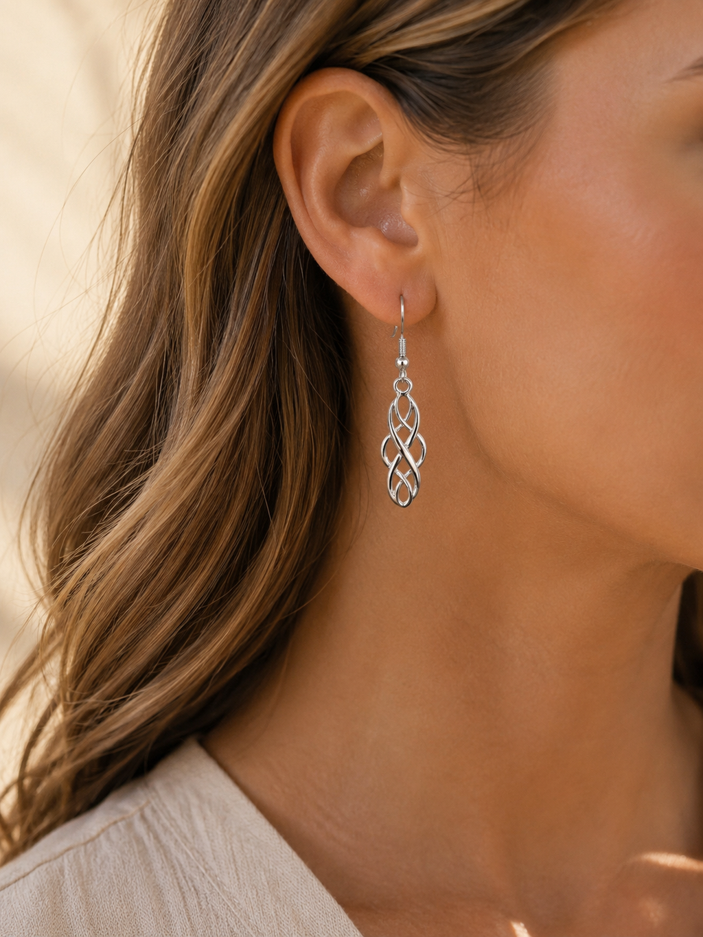 Sterling Silver Celtic Twist Drop Earrings