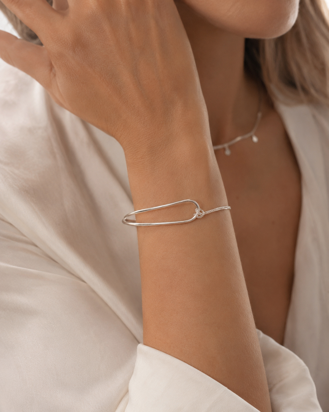 Sterling Silver Loop and Chain Bracelet