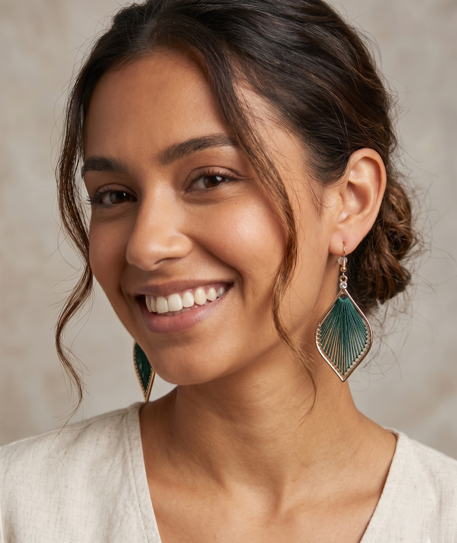 Emerald Silk Petal Earrings