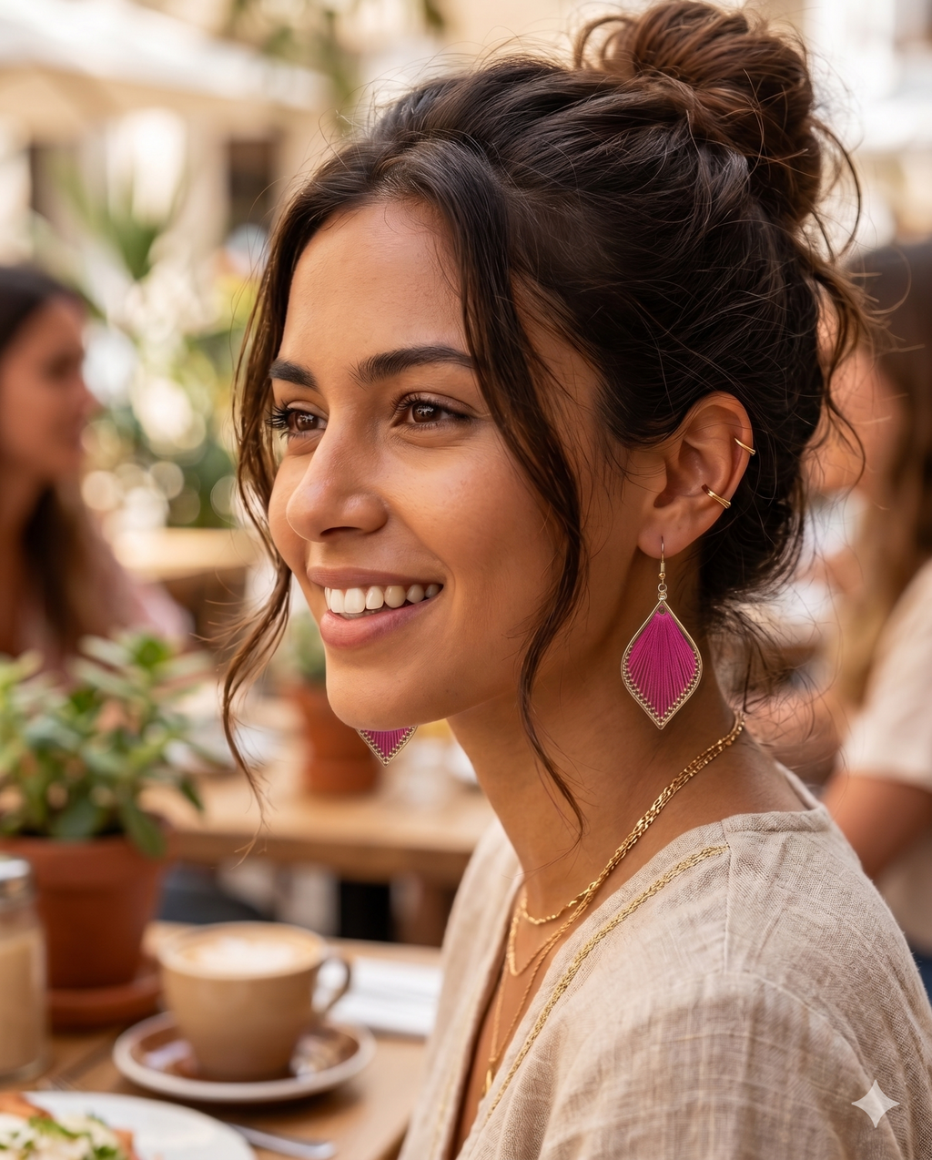 Fuchsia Pink Silk Petal Earrings