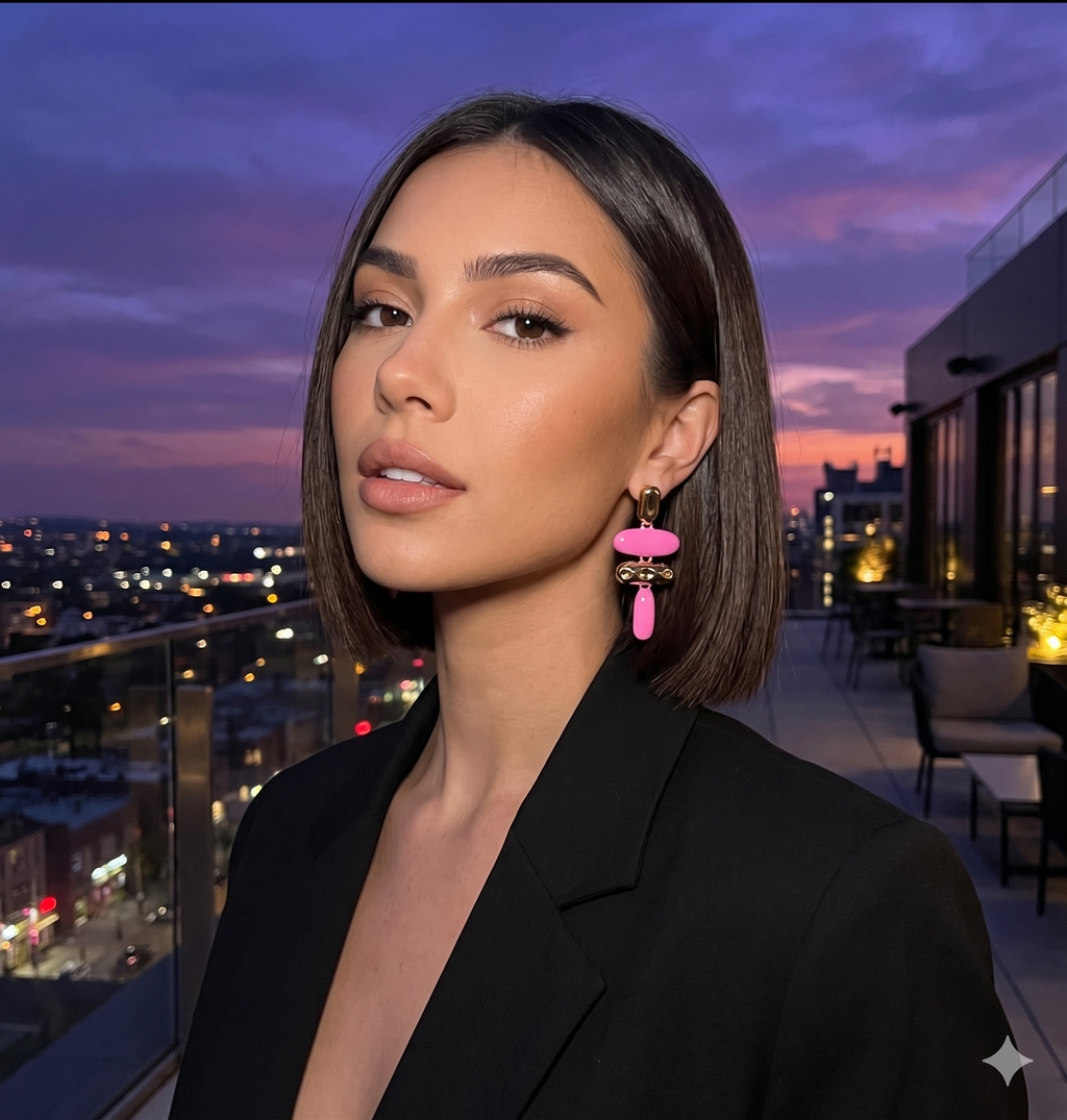 Bubblegum Pink Baroque Resin Drop Earrings