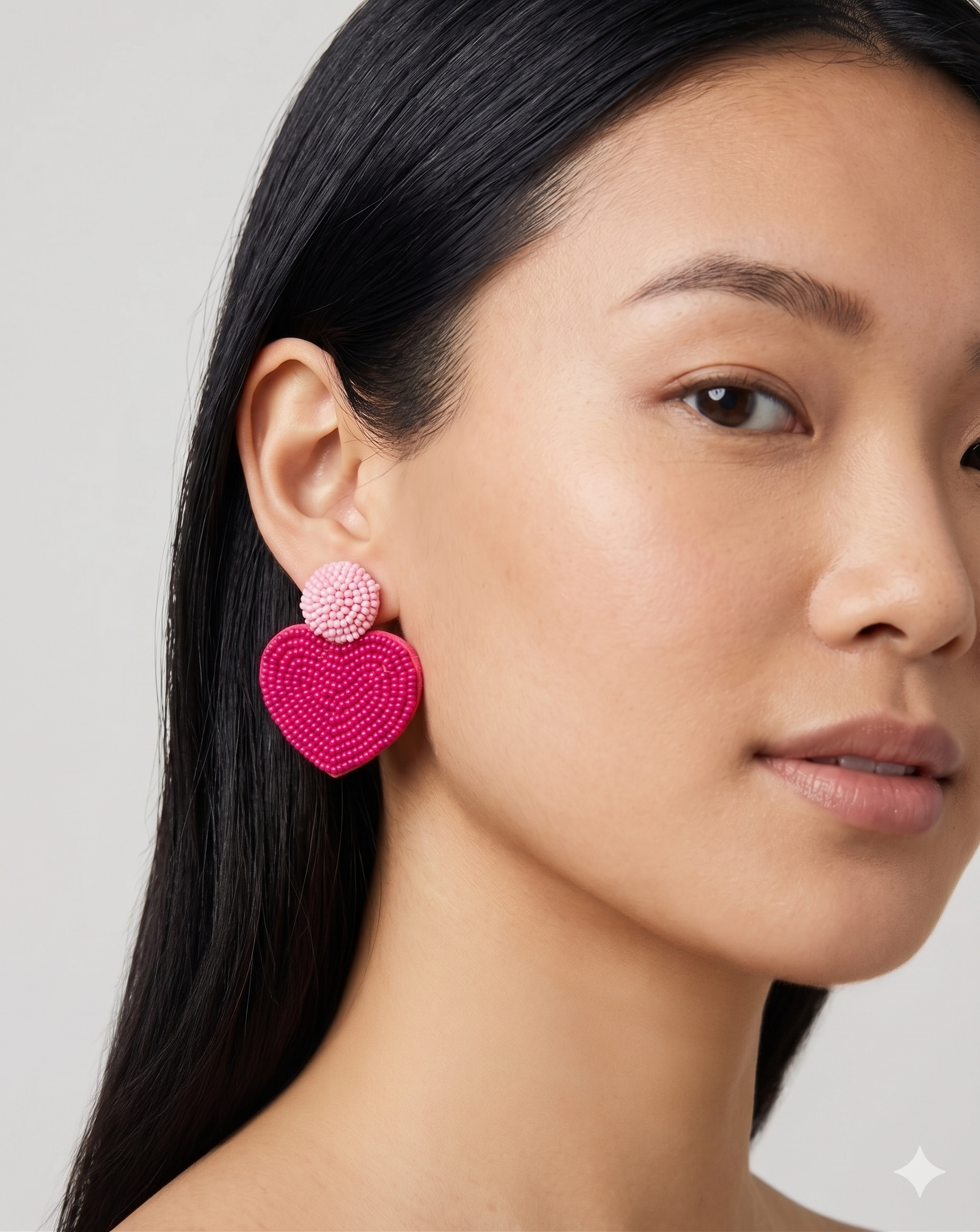 Pink Heart Drop Earrings