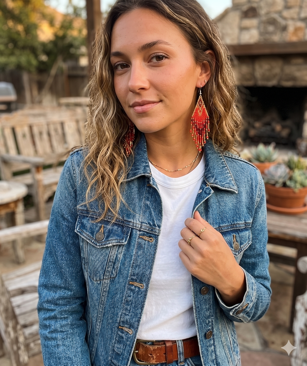 Desert Sunset Terracotta and Orange Beaded Festival Earrings