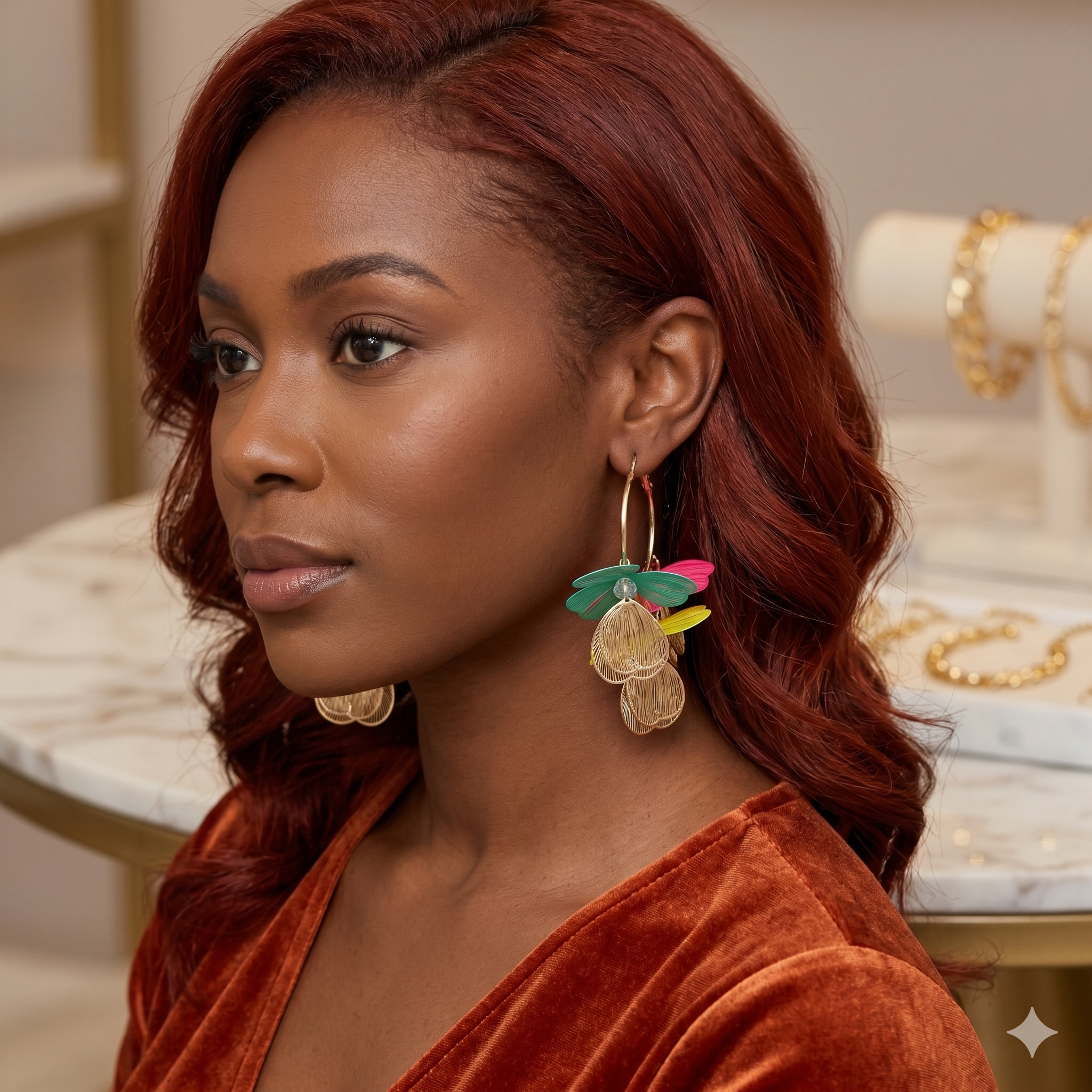 Multicolour Petal Hoop Earrings