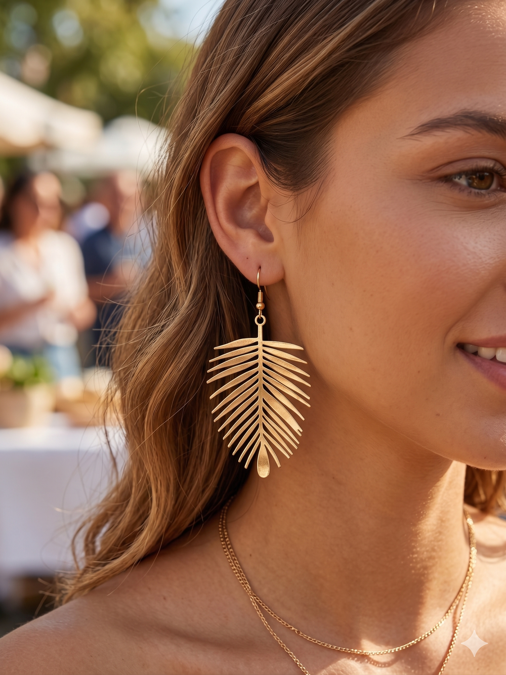 Gold Palm Leaf Earrings