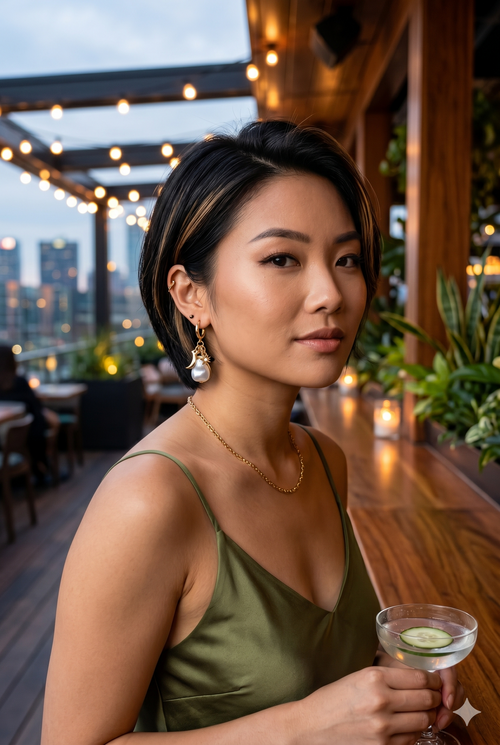 Baroque Pearl & Celestial Charm Hoop Earrings