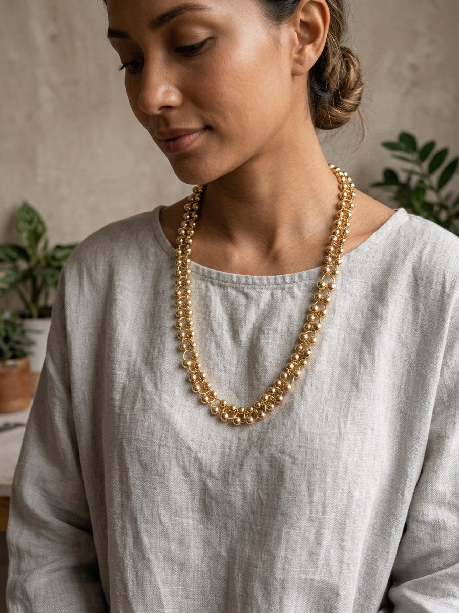 Gold Ball Chain Necklace, KC Gold Plated