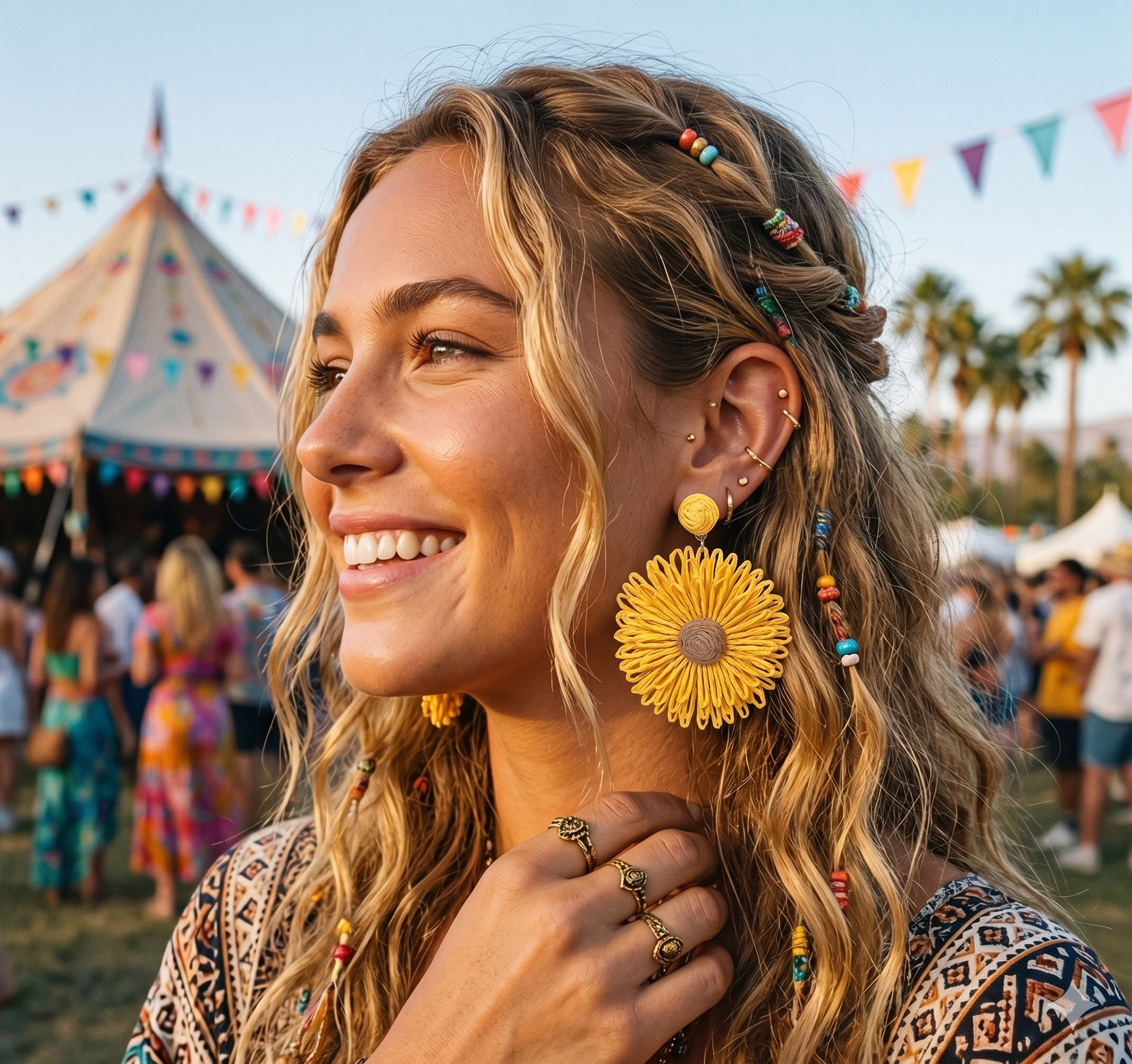 Oversized Raffia Sunflower Statement Earrings