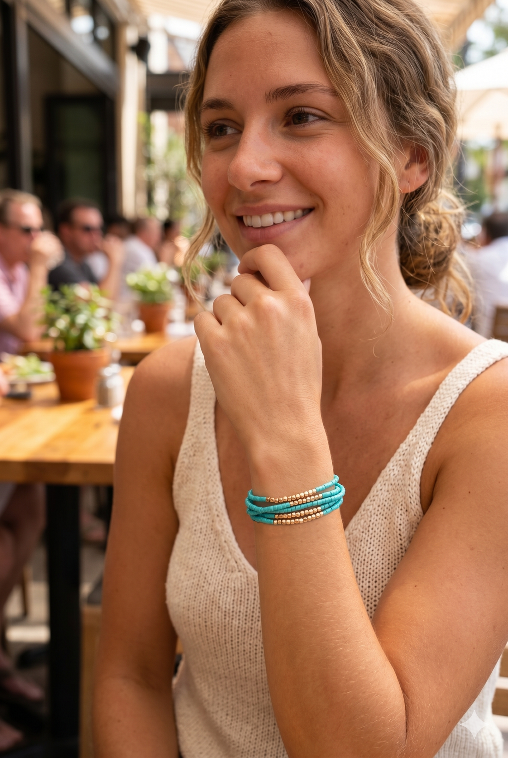 Turquoise & Gold Stretch Bracelet Stack