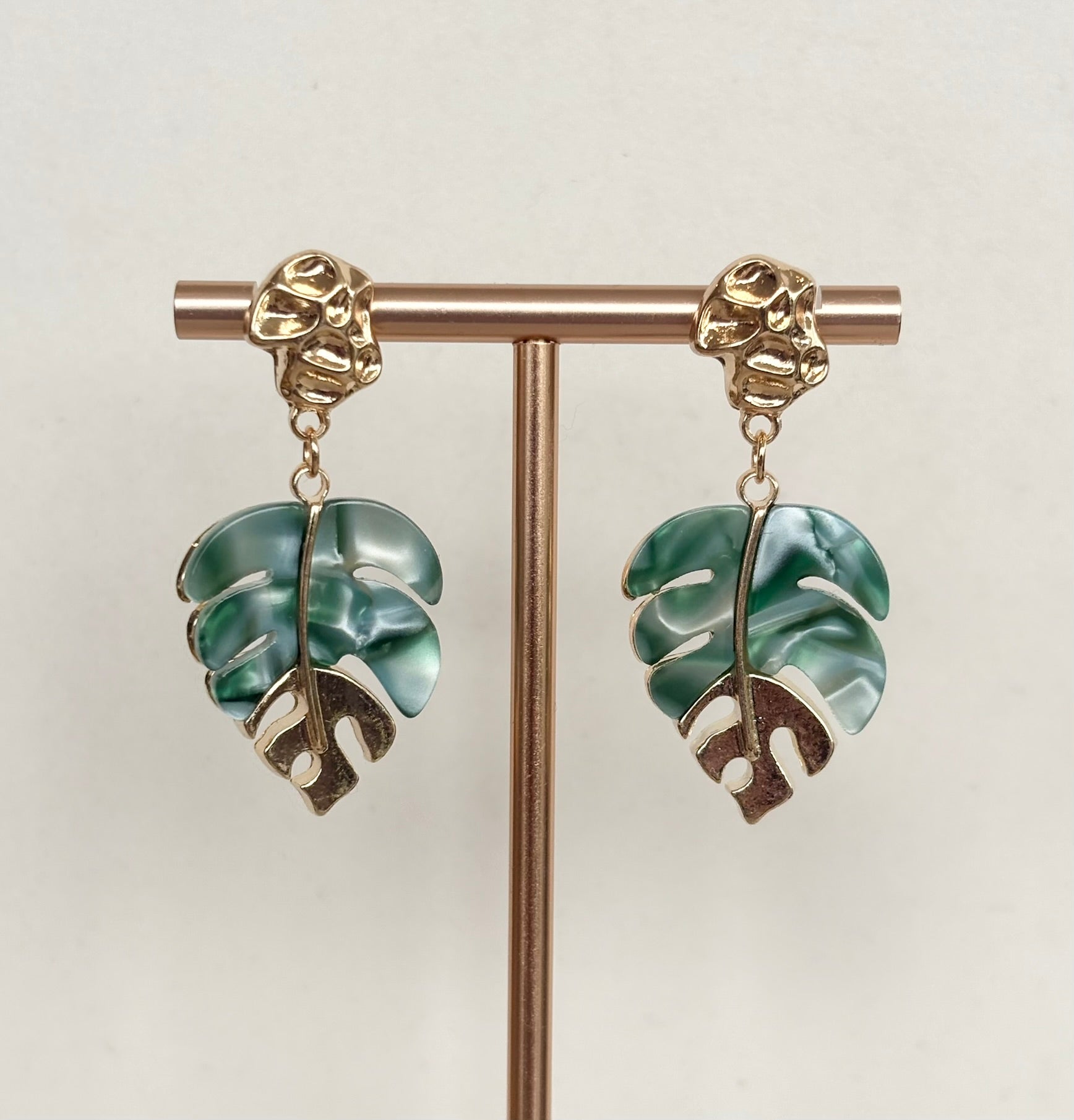 Monstera Leaf Acetate Drop Earrings