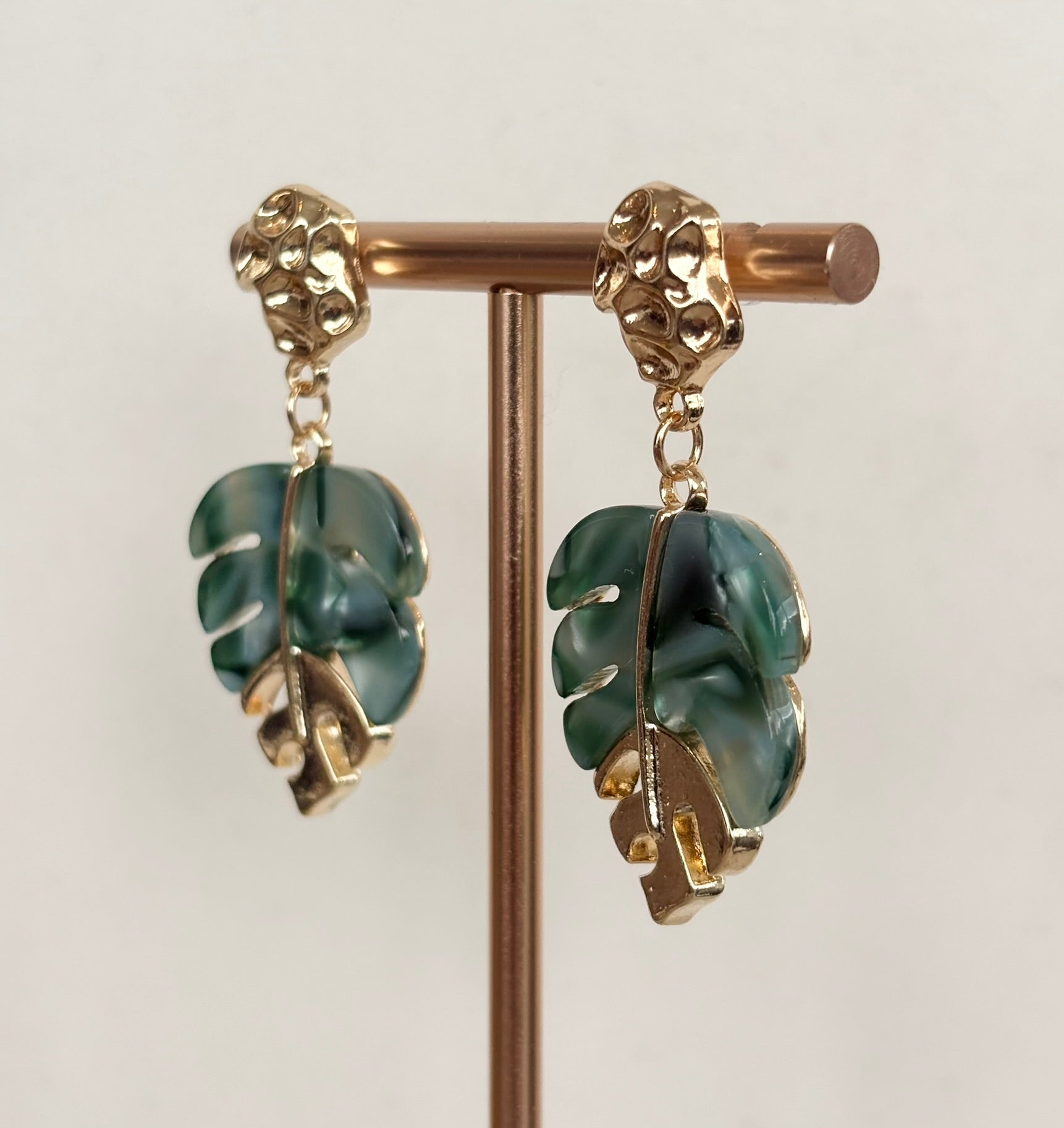 Monstera Leaf Acetate Drop Earrings