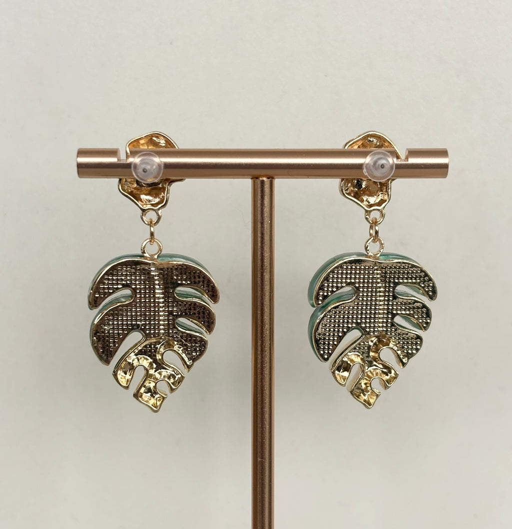 Monstera Leaf Acetate Drop Earrings
