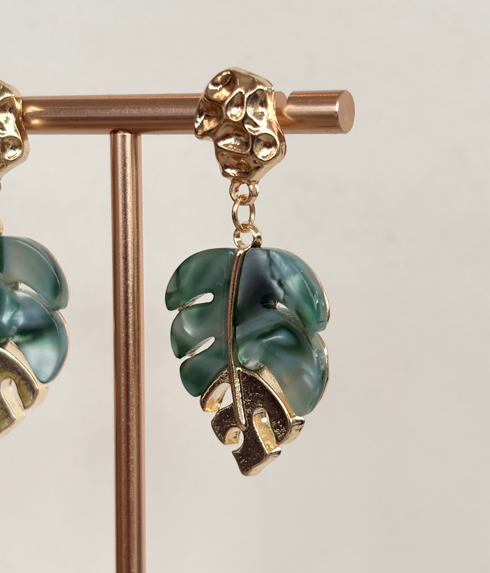 Monstera Leaf Acetate Drop Earrings