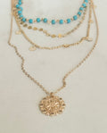Layered Turquoise & Gold Coin Necklace