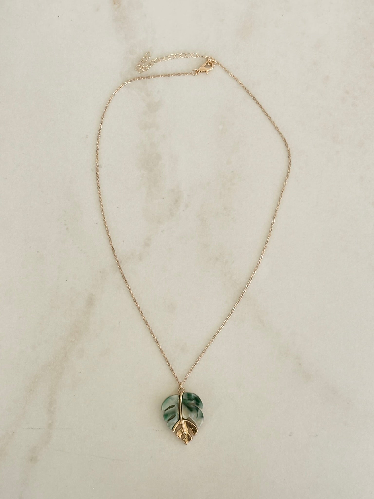 Monstera Leaf Acetate Pendant Necklace