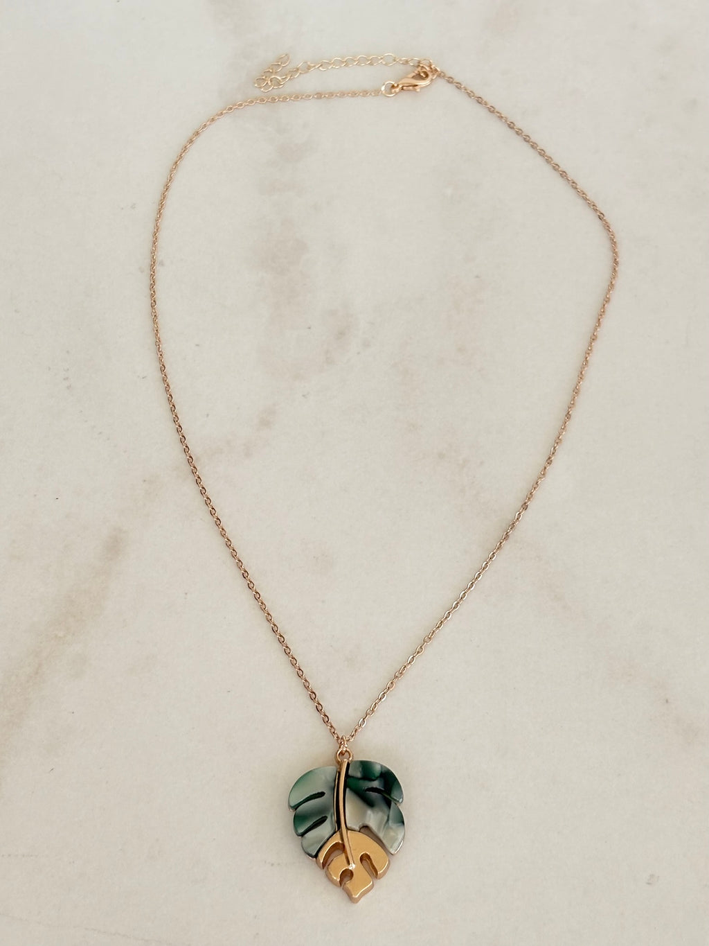 Monstera Leaf Acetate Pendant Necklace