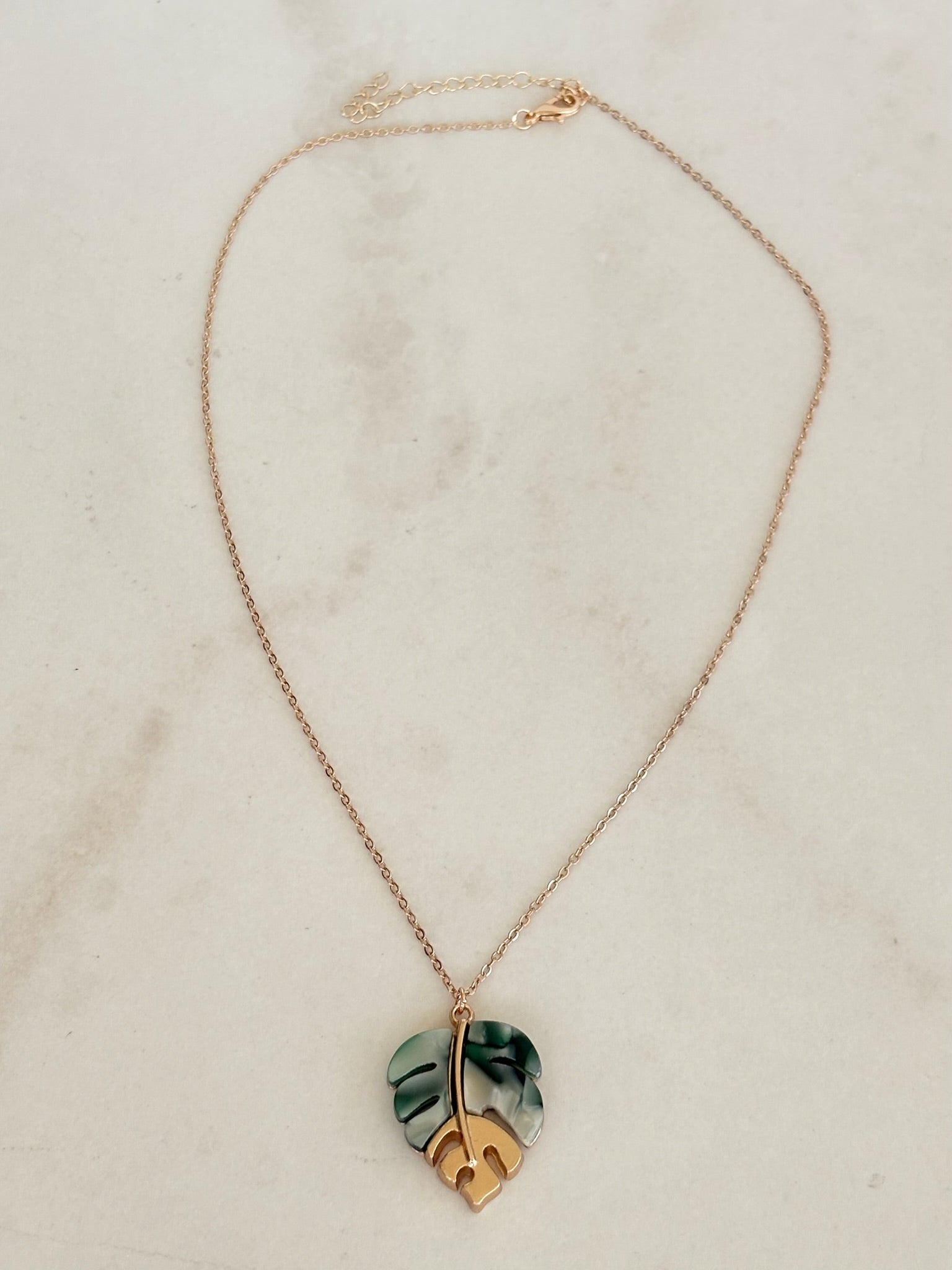 Monstera Leaf Acetate Pendant Necklace