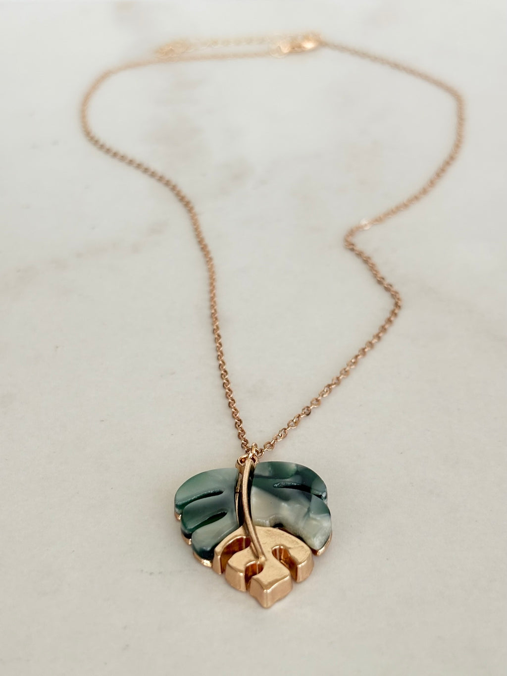 Monstera Leaf Acetate Pendant Necklace