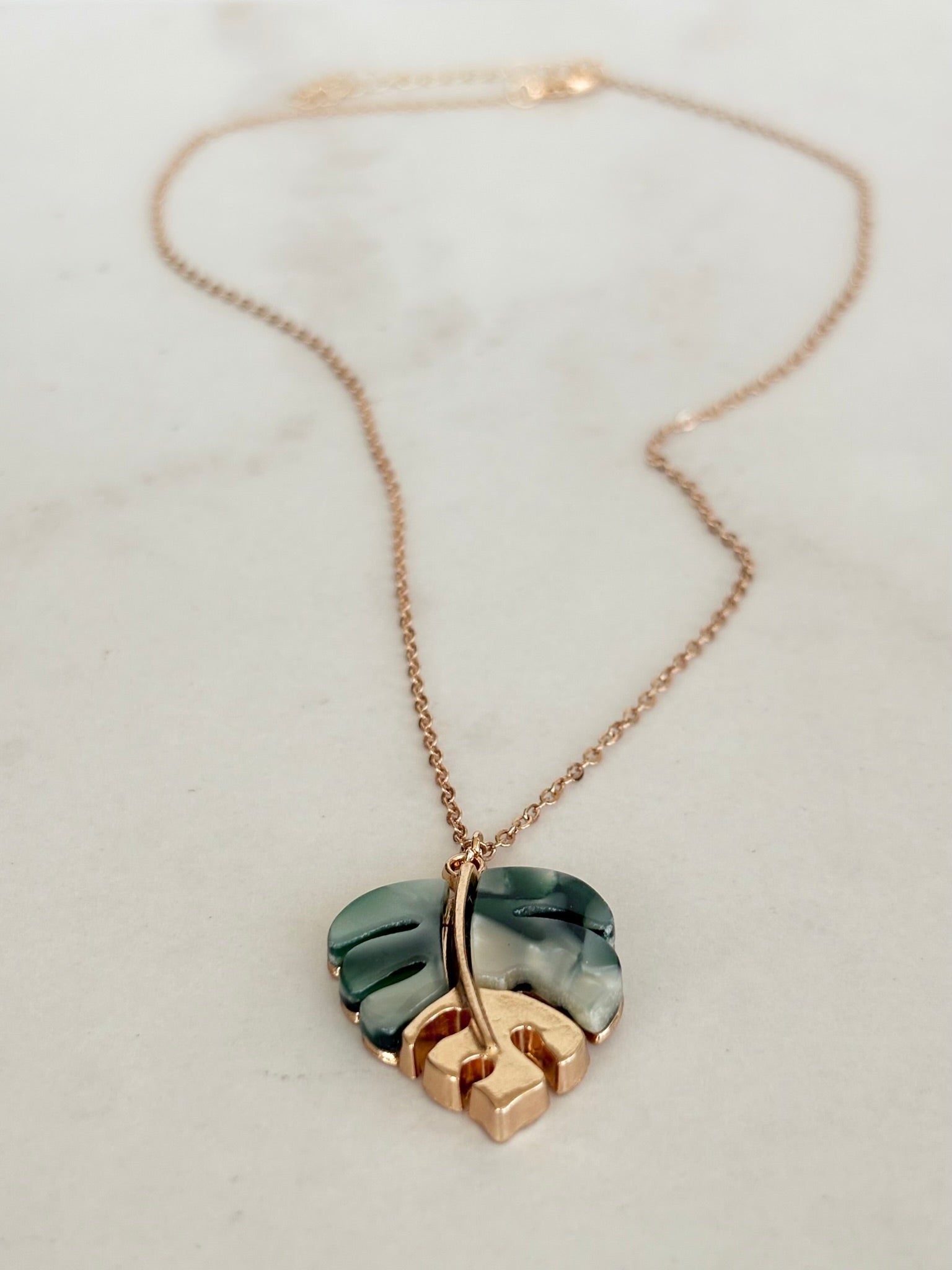 Monstera Leaf Acetate Pendant Necklace