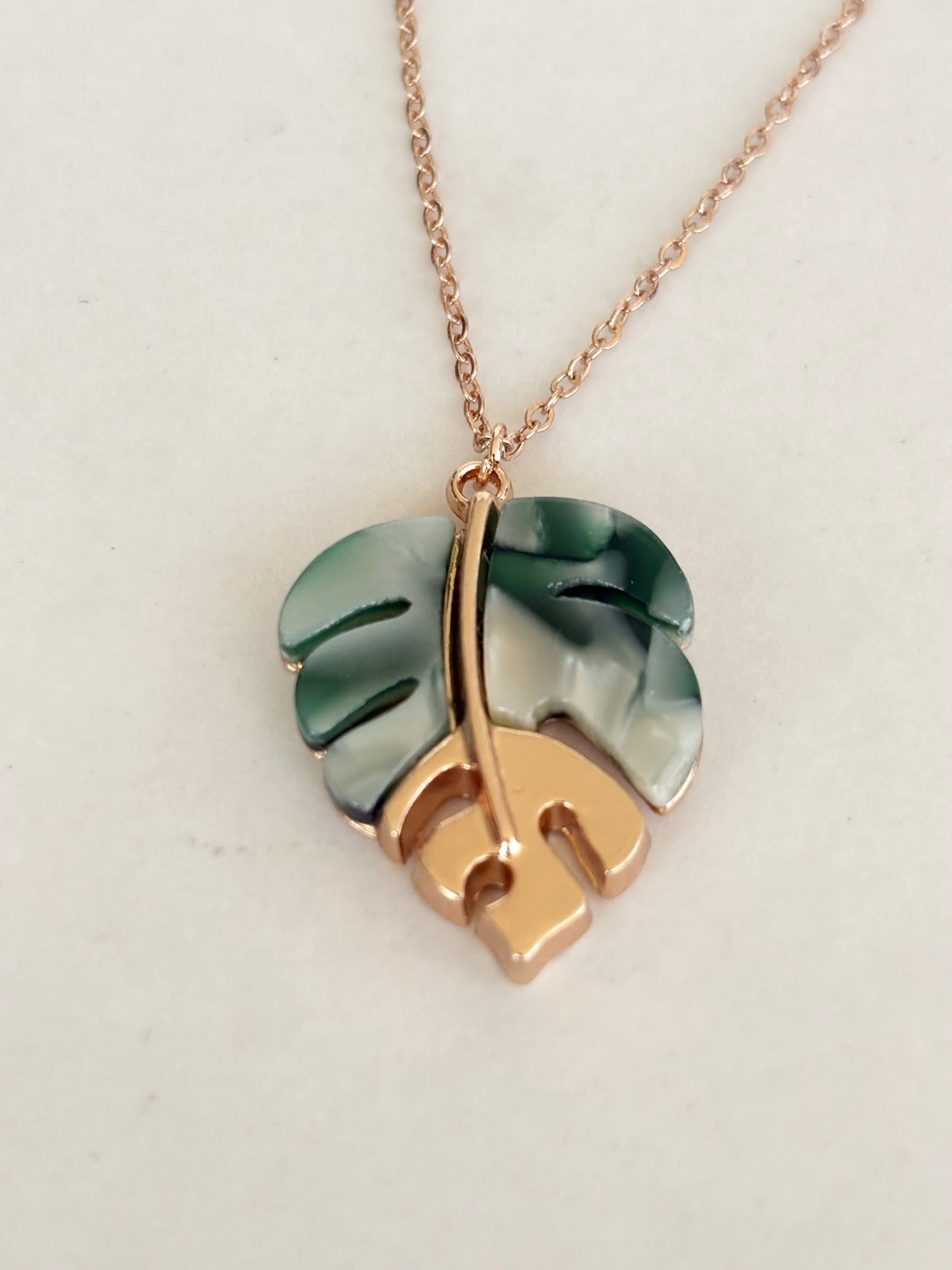Monstera Leaf Acetate Pendant Necklace
