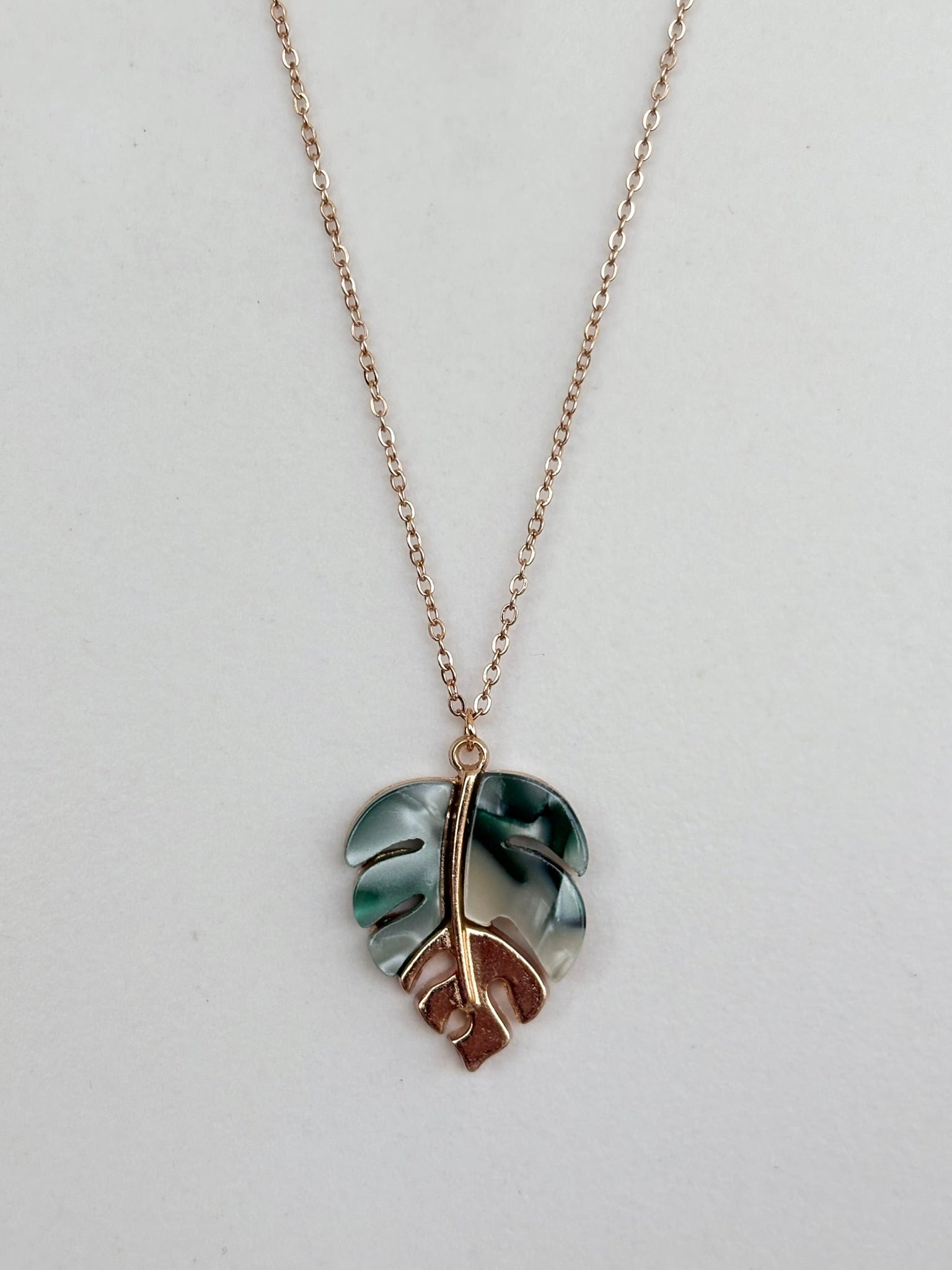 Monstera Leaf Acetate Pendant Necklace