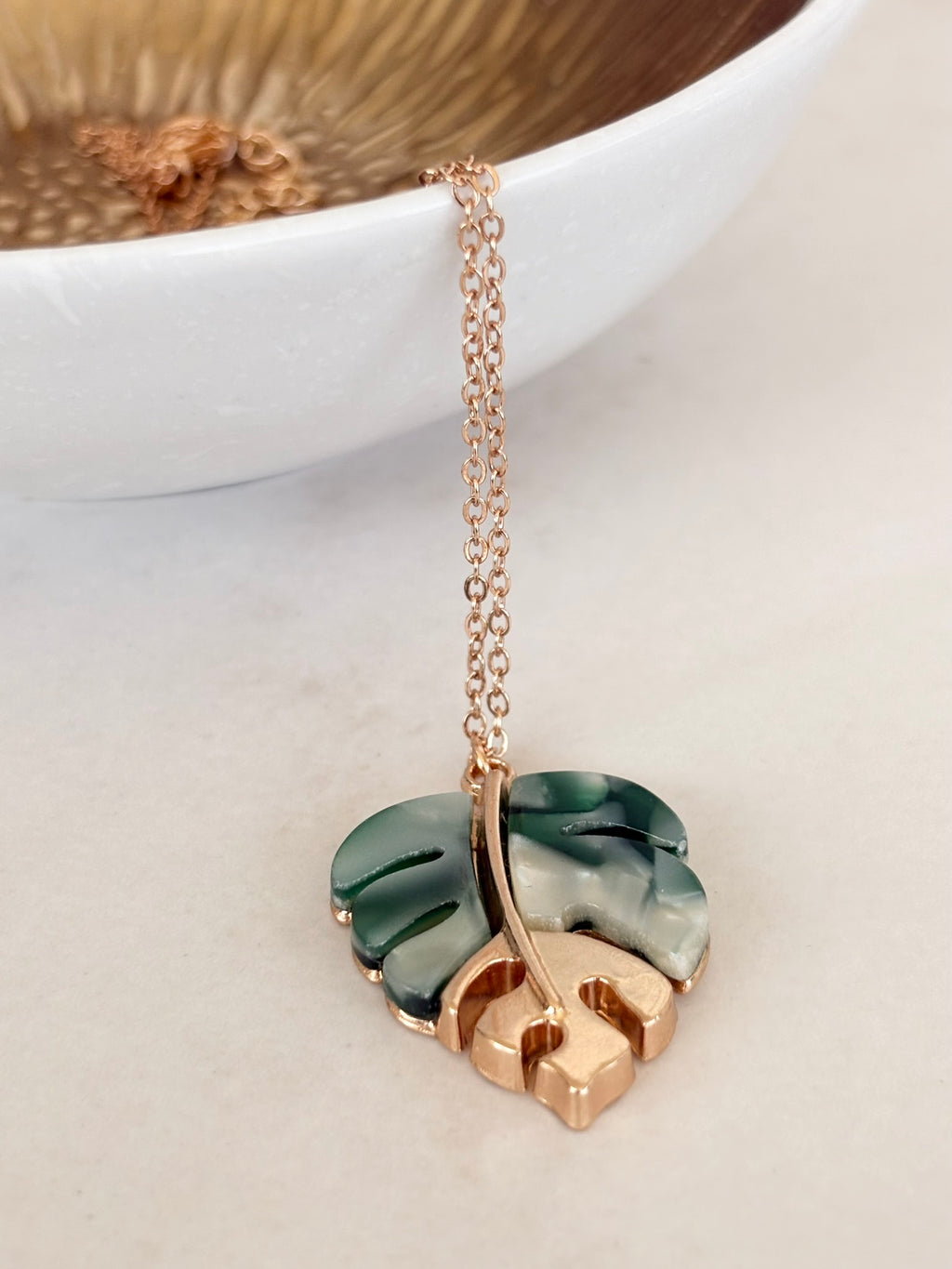 Monstera Leaf Acetate Pendant Necklace