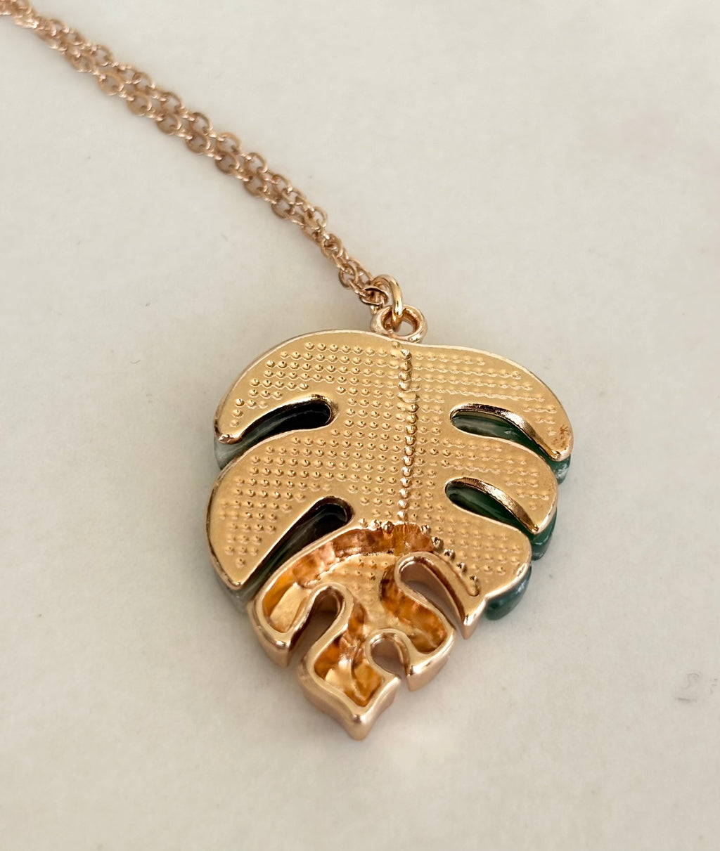 Monstera Leaf Acetate Pendant Necklace