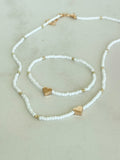White Heart Necklace & Bracelet Set