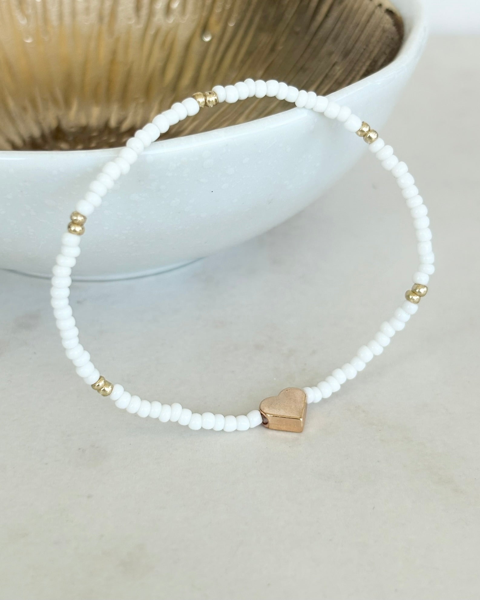 White Heart Necklace & Bracelet Set