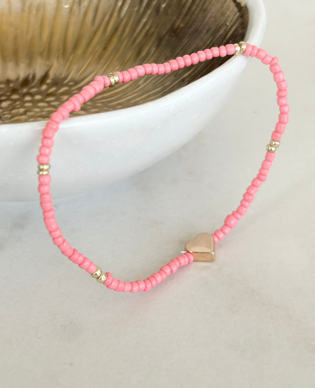Pink Heart Necklace & Bracelet Set
