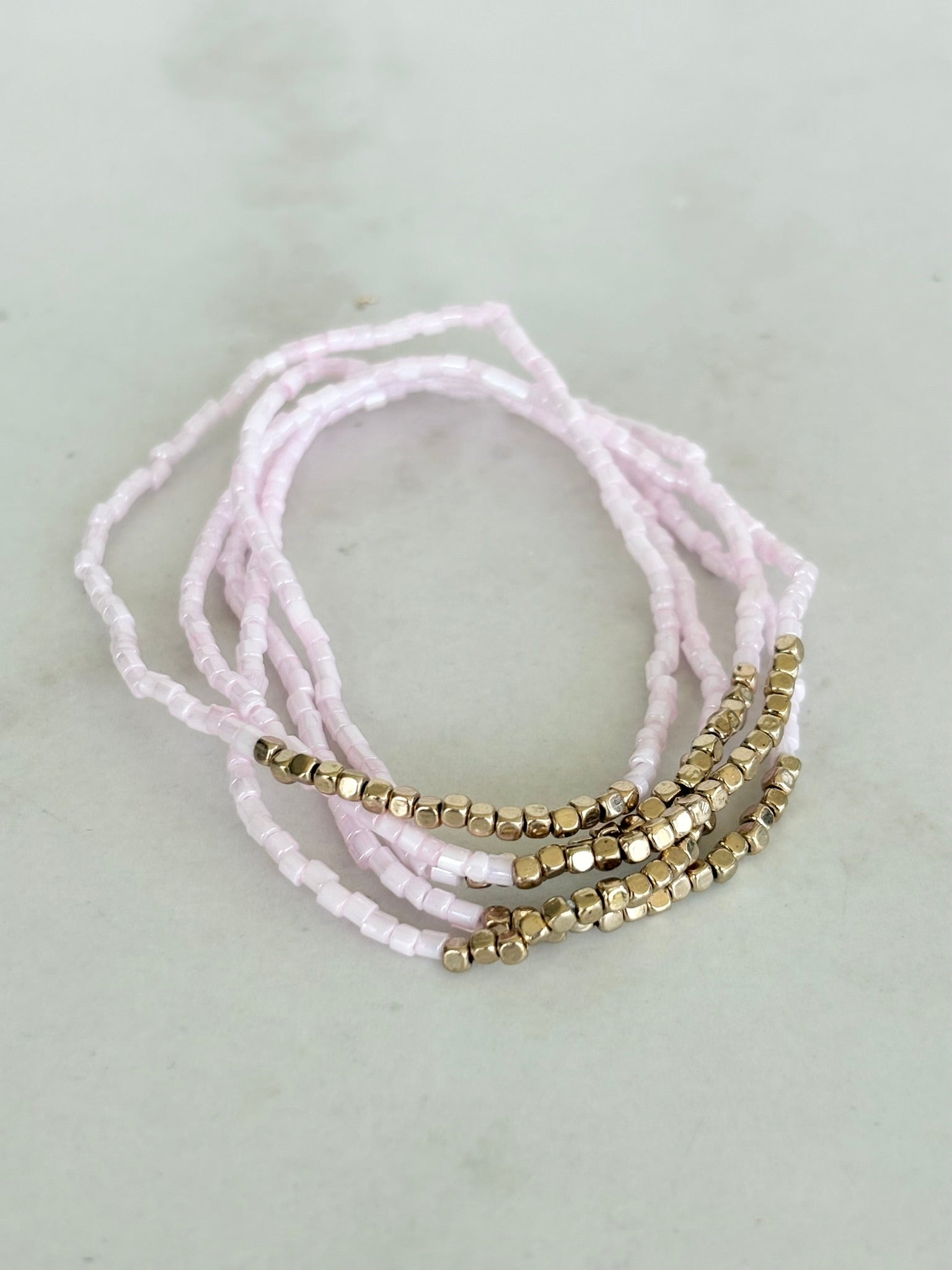 Pink & Gold Stretch Bracelet Stack