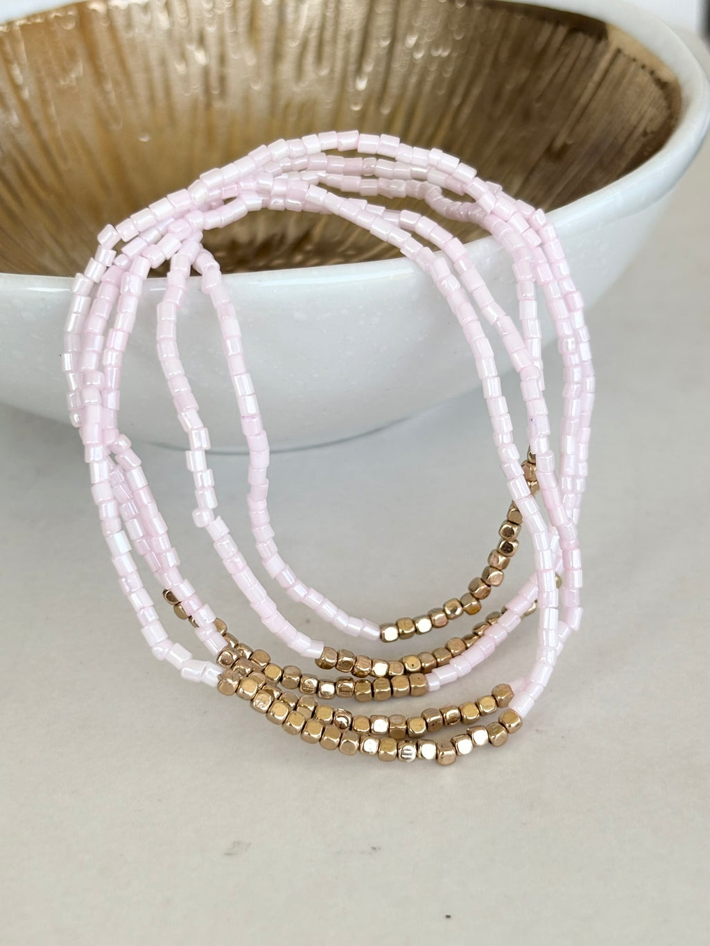 Pink & Gold Stretch Bracelet Stack
