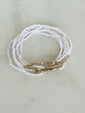 White & Gold Stretch Bracelet Stack