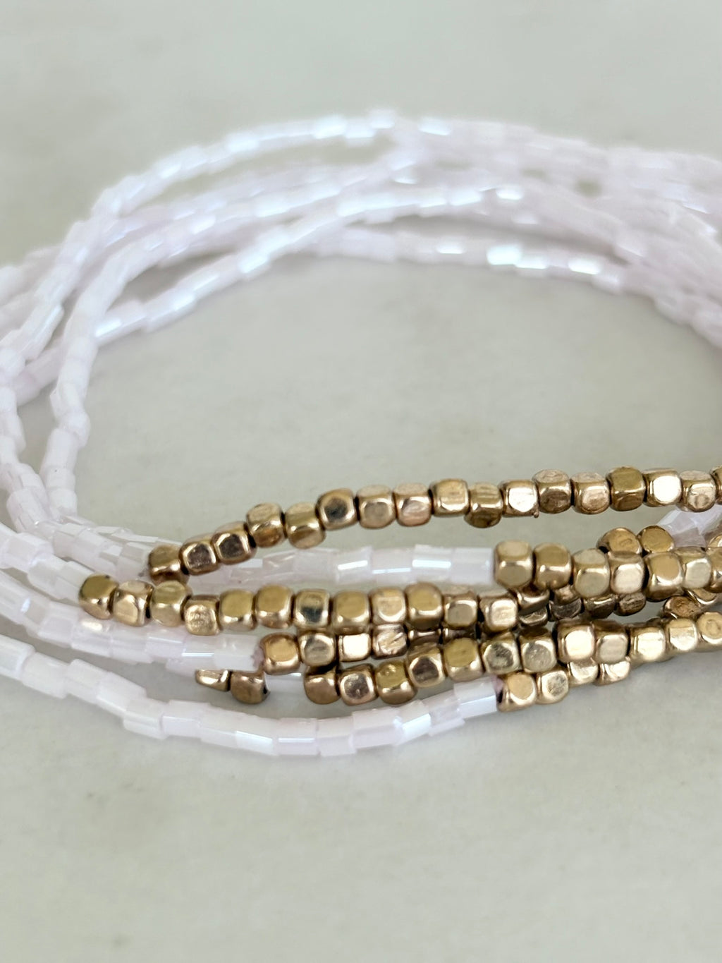 White & Gold Stretch Bracelet Stack