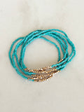 Turquoise & Gold Stretch Bracelet Stack