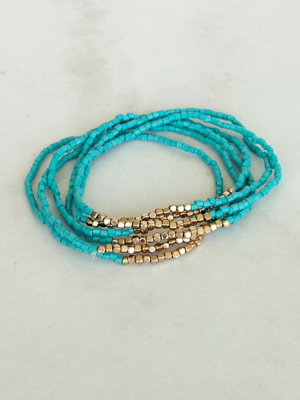Turquoise & Gold Stretch Bracelet Stack
