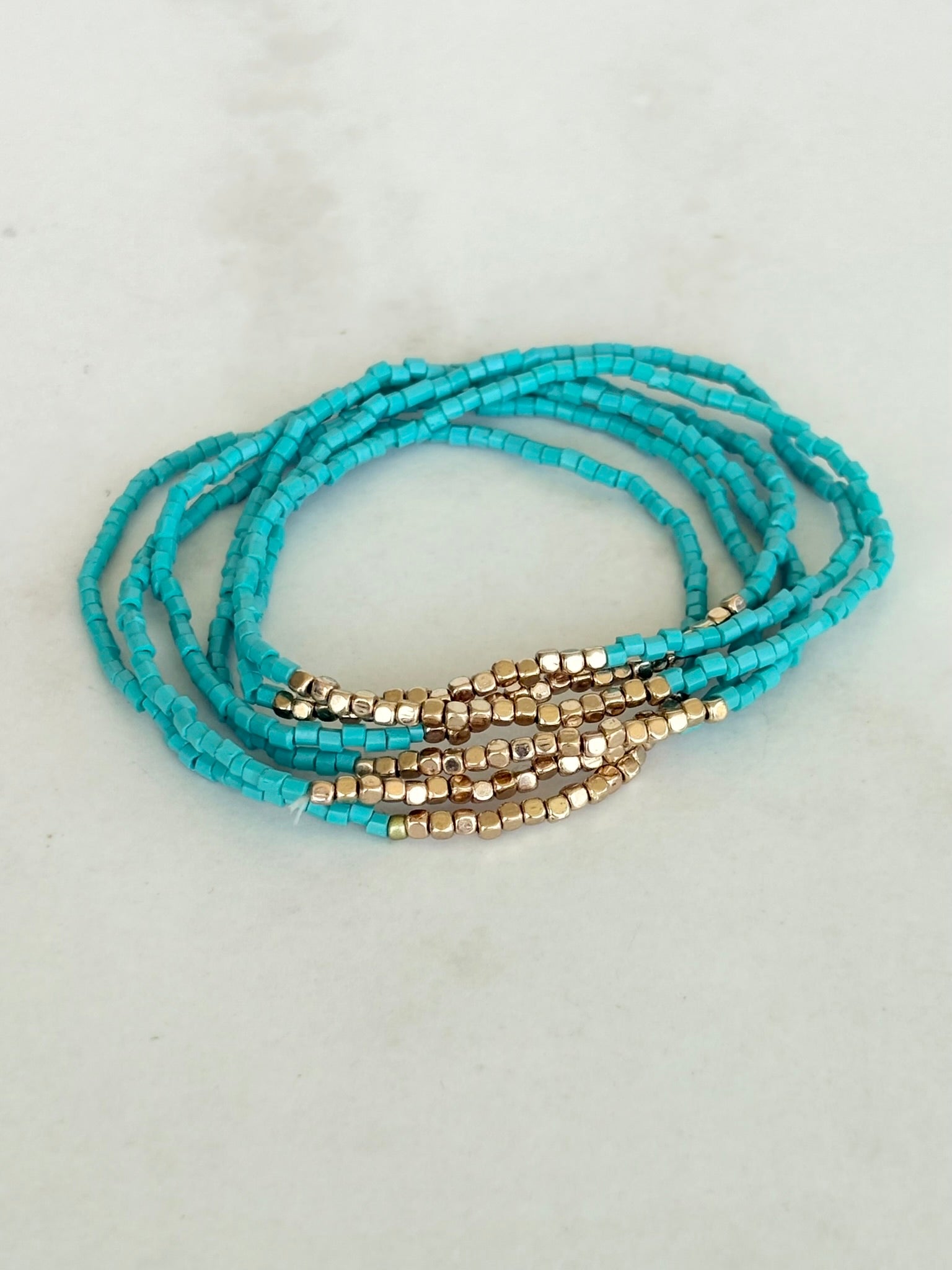 Turquoise & Gold Stretch Bracelet Stack