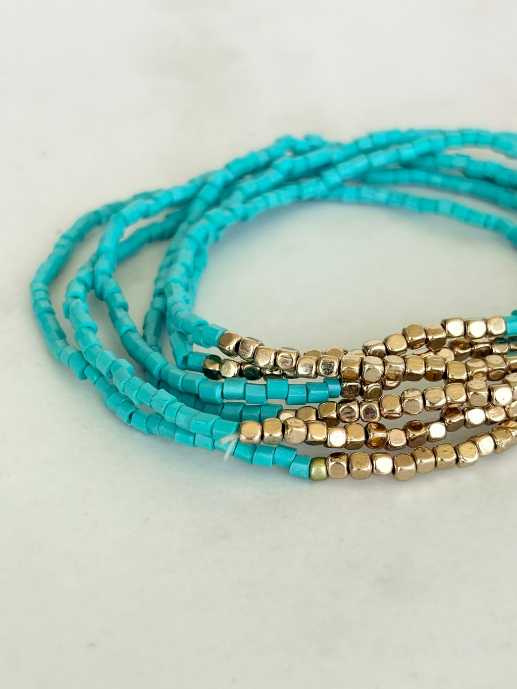 Turquoise & Gold Stretch Bracelet Stack
