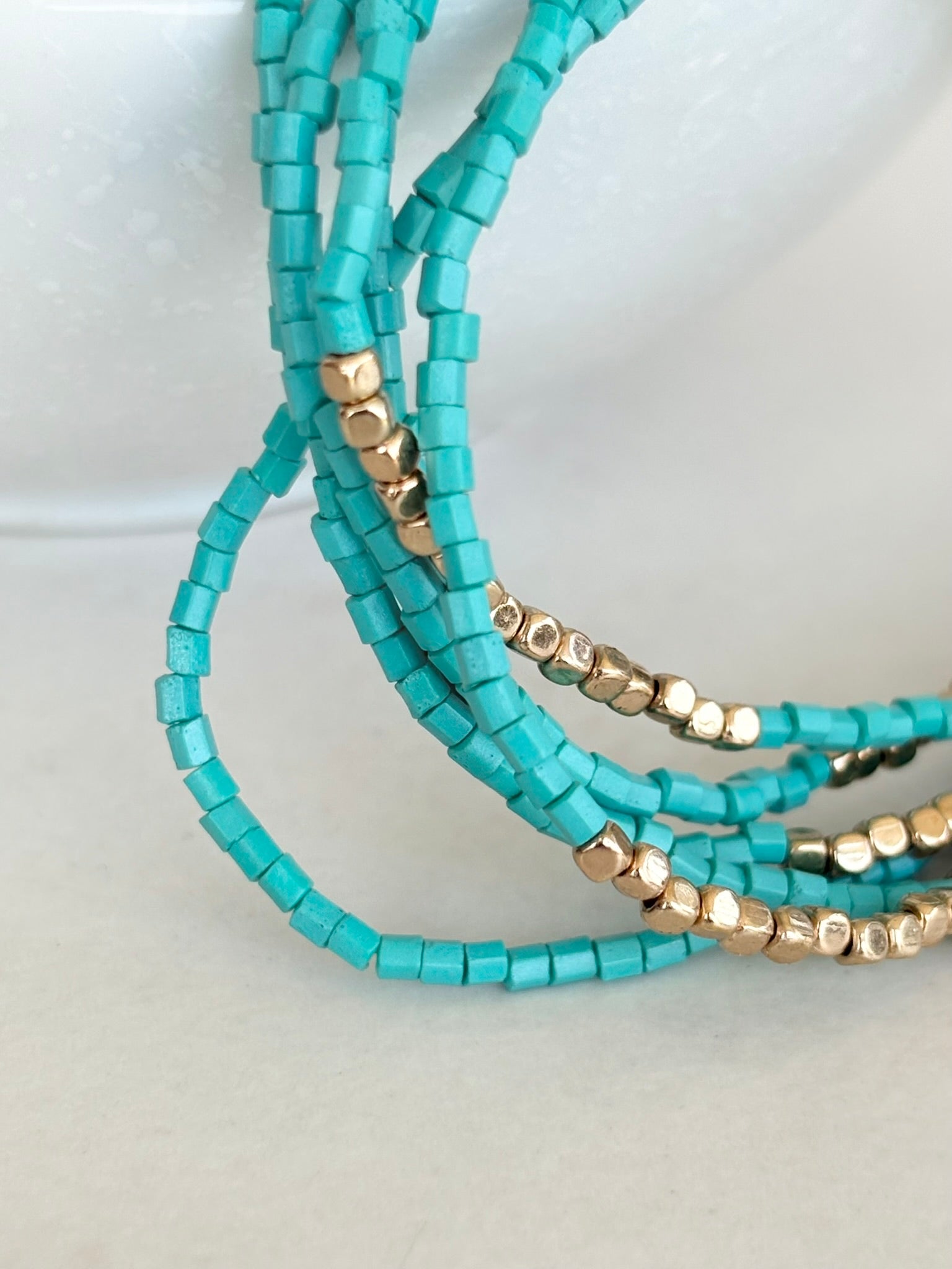 Turquoise & Gold Stretch Bracelet Stack