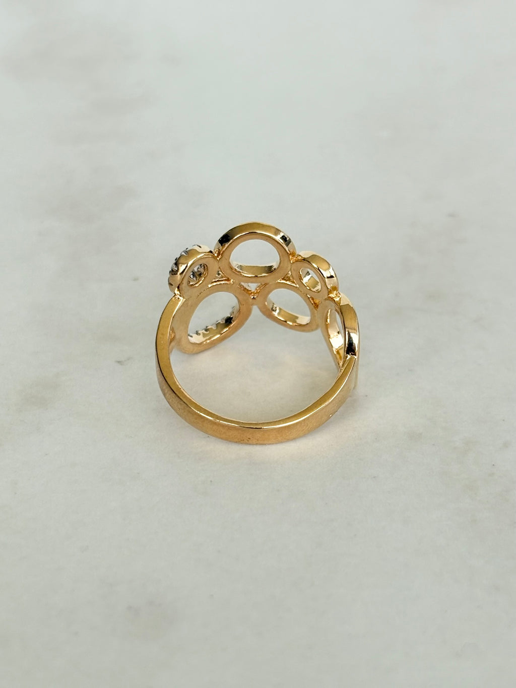 Gold Circles Ring with Crystal Detail
