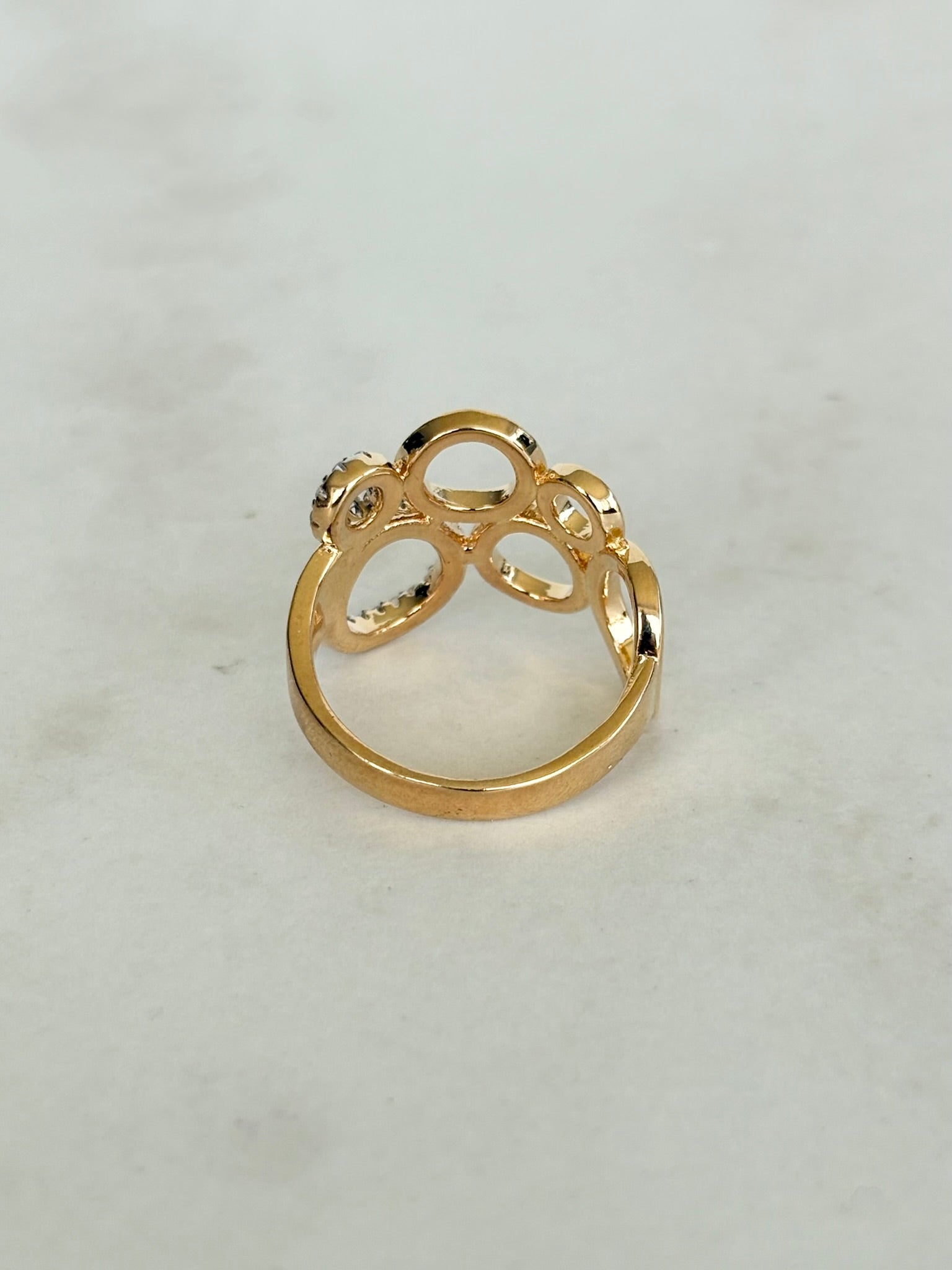 Gold Circles Ring with Crystal Detail