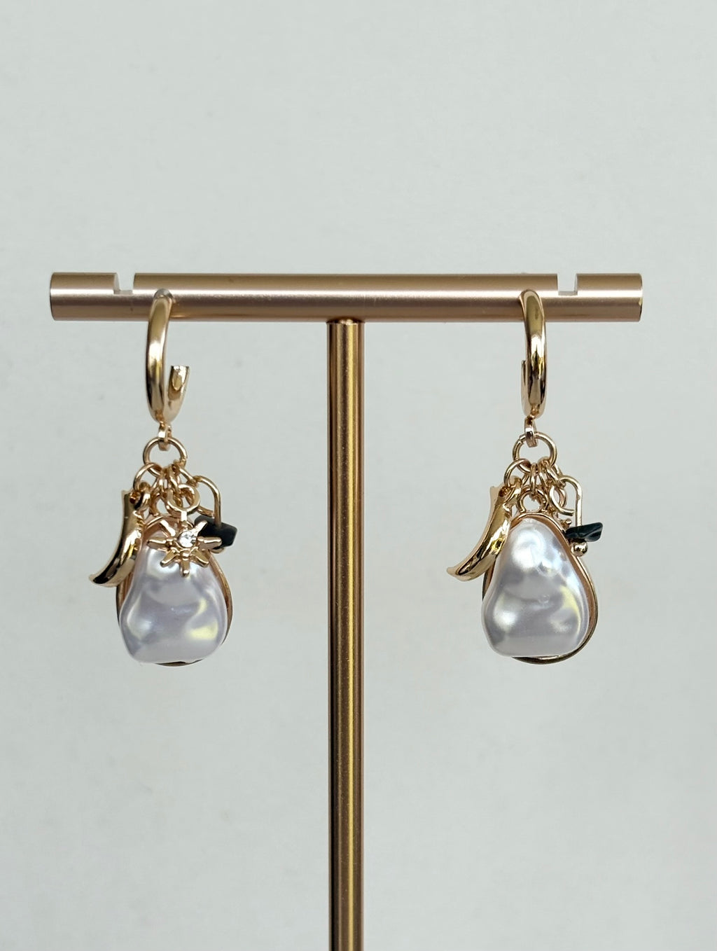 Baroque Pearl & Celestial Charm Hoop Earrings