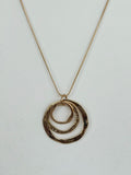 Triple Ring Long Gold Pendant Necklace