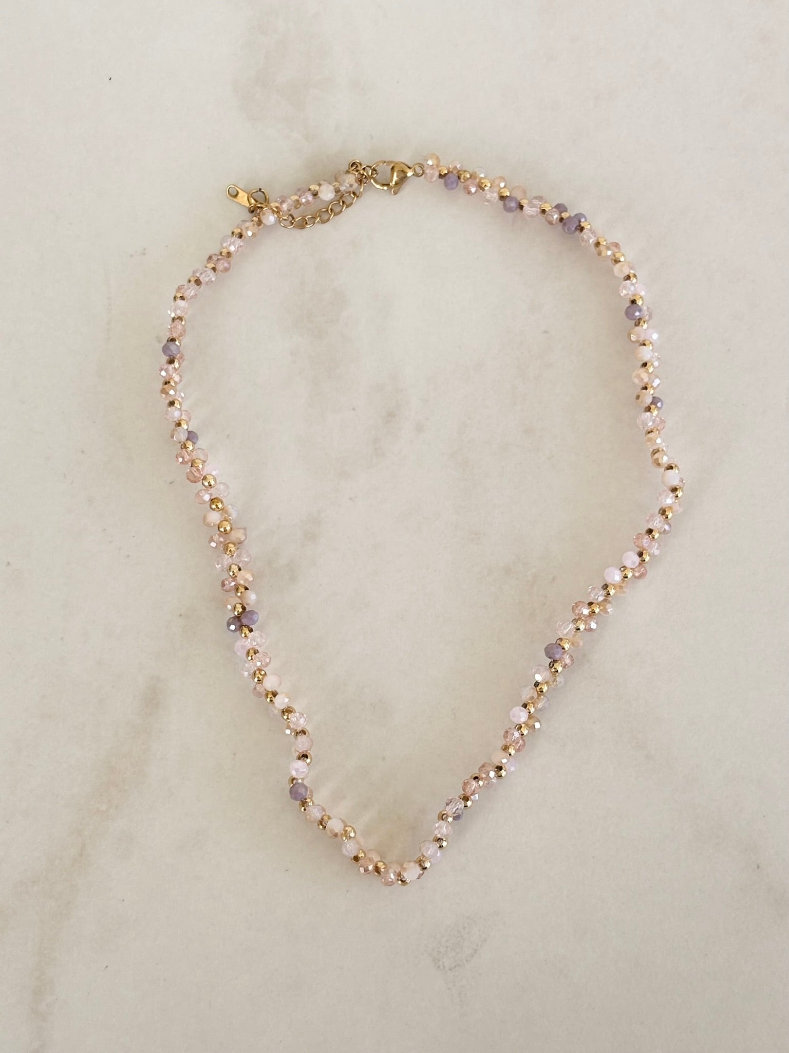 Blush Crystal Woven Cluster Necklace