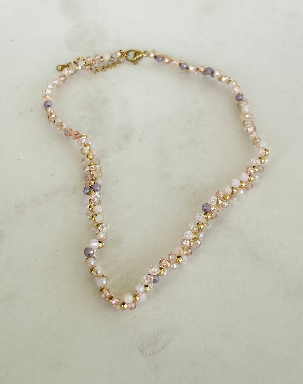Blush Crystal Woven Cluster Necklace