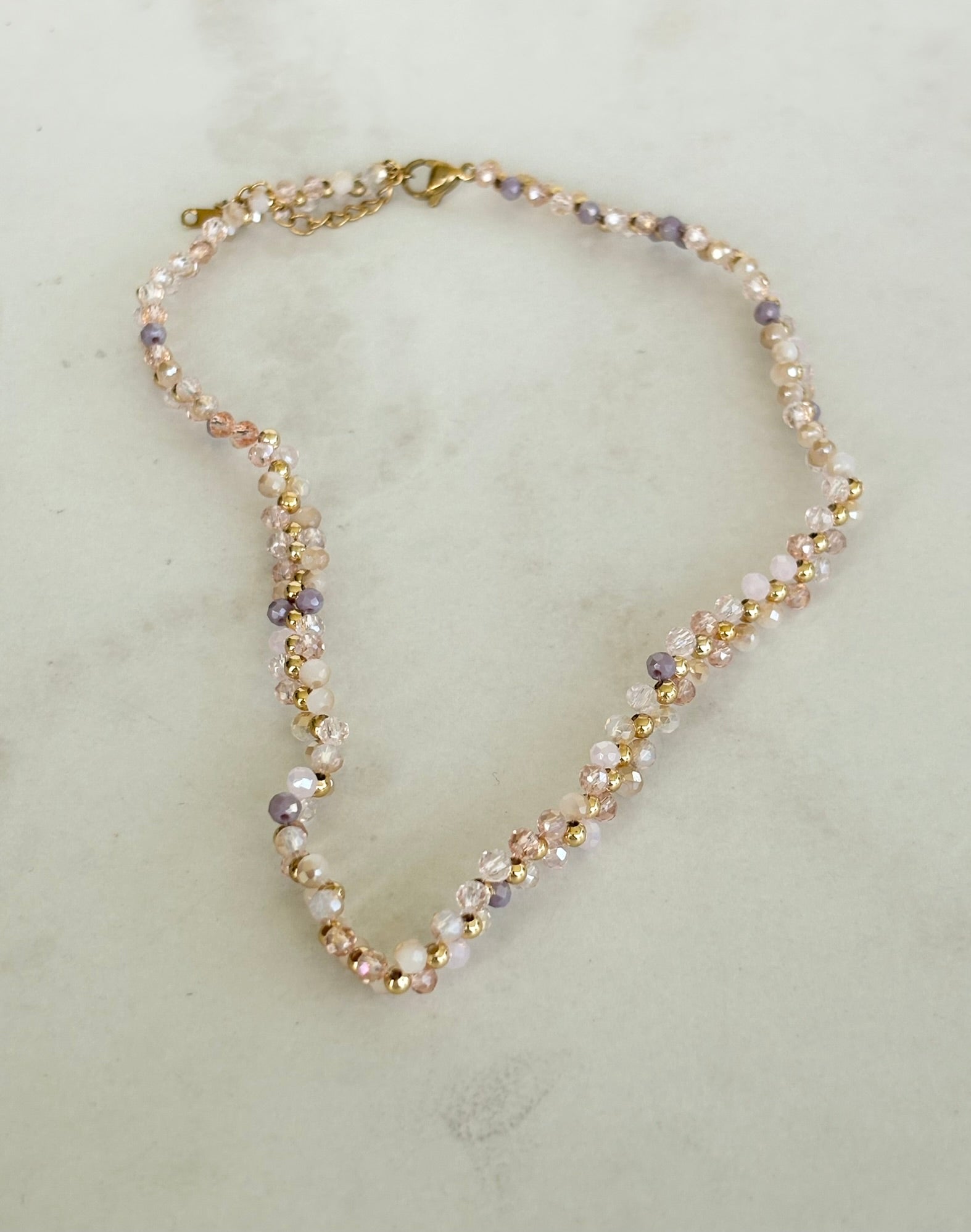 Blush Crystal Woven Cluster Necklace