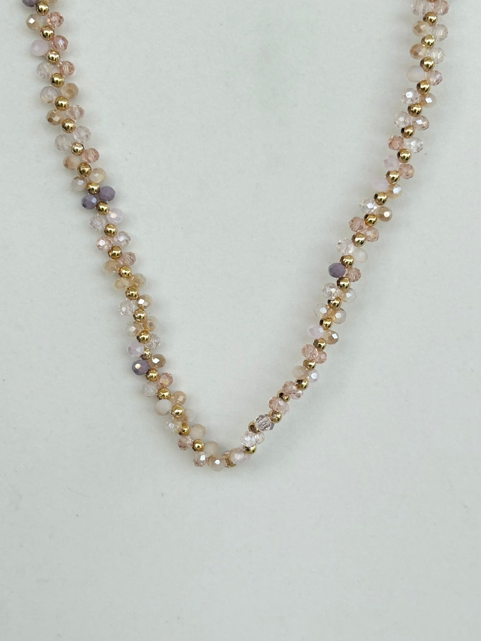 Blush Crystal Woven Cluster Necklace