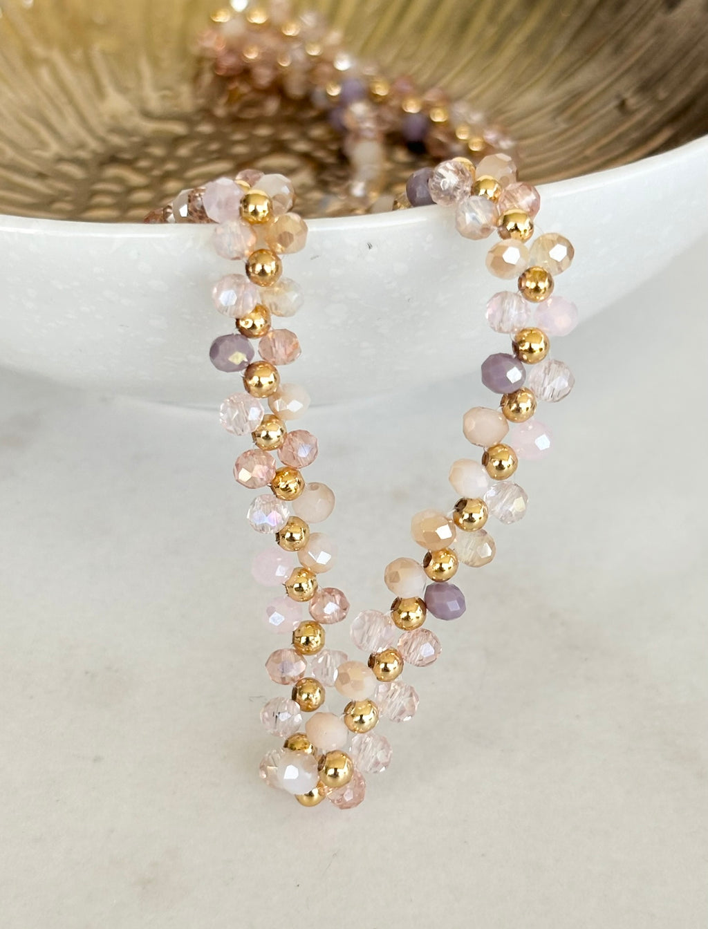 Blush Crystal Woven Cluster Necklace