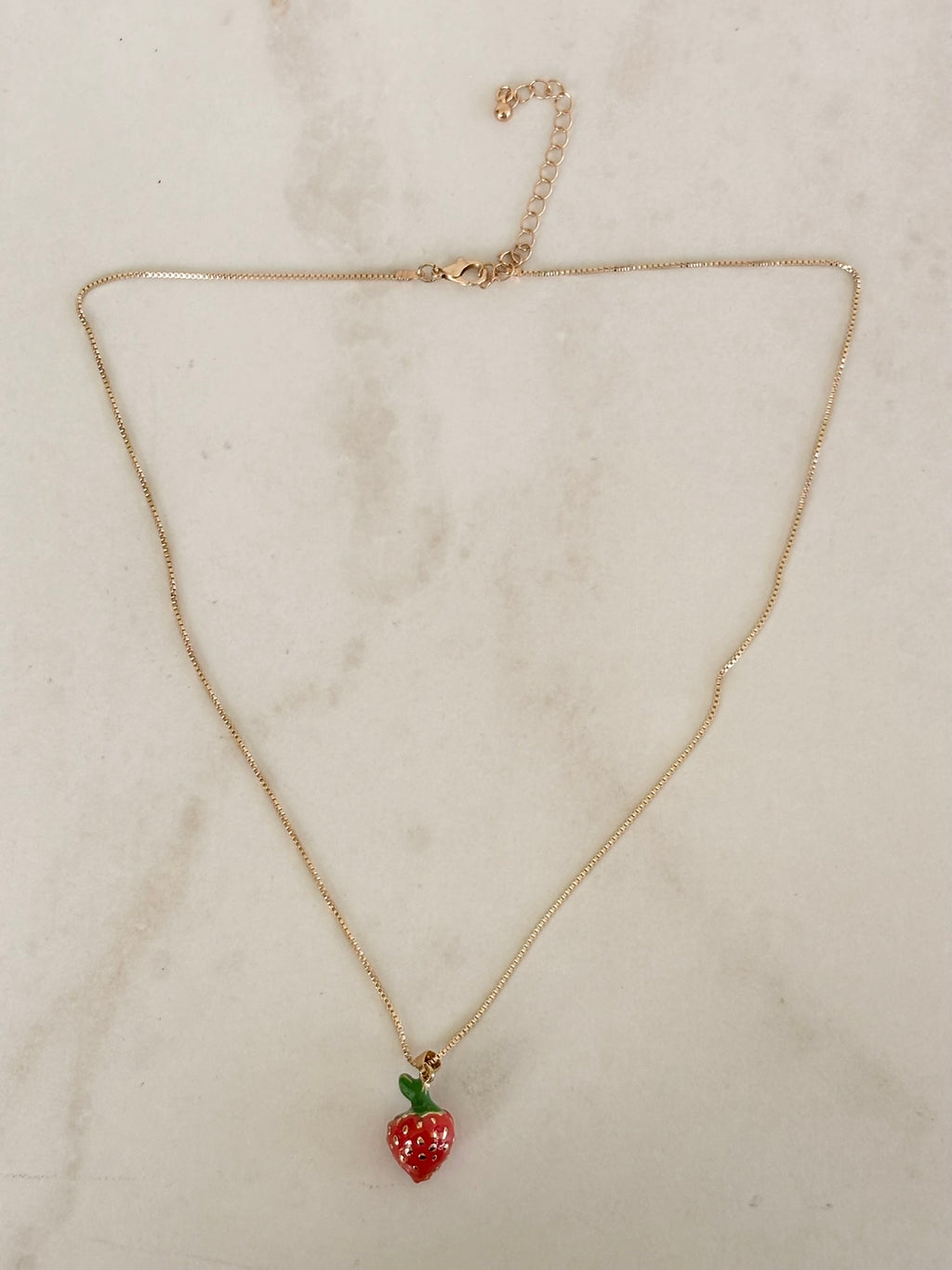 Strawberry Enamel Pendant Necklace